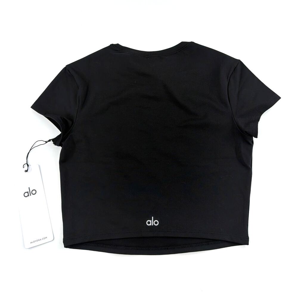 Alo Yoga Black Alosoft Crop Finesse Short Sleeve Tee Size S - Picture 6 of 8